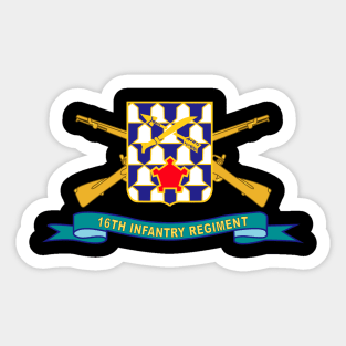 16th Infantry Regiment - DUI w Br - Ribbon X 300 Sticker